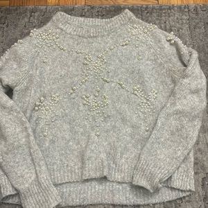 Zara grey sweater with pearl detailing. Size medium